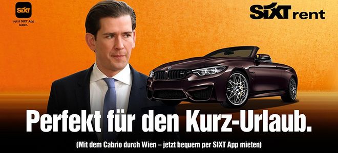 En este anuncio, Sixt manda de vacaciones al excanciller austriaco Sebastian Kurz